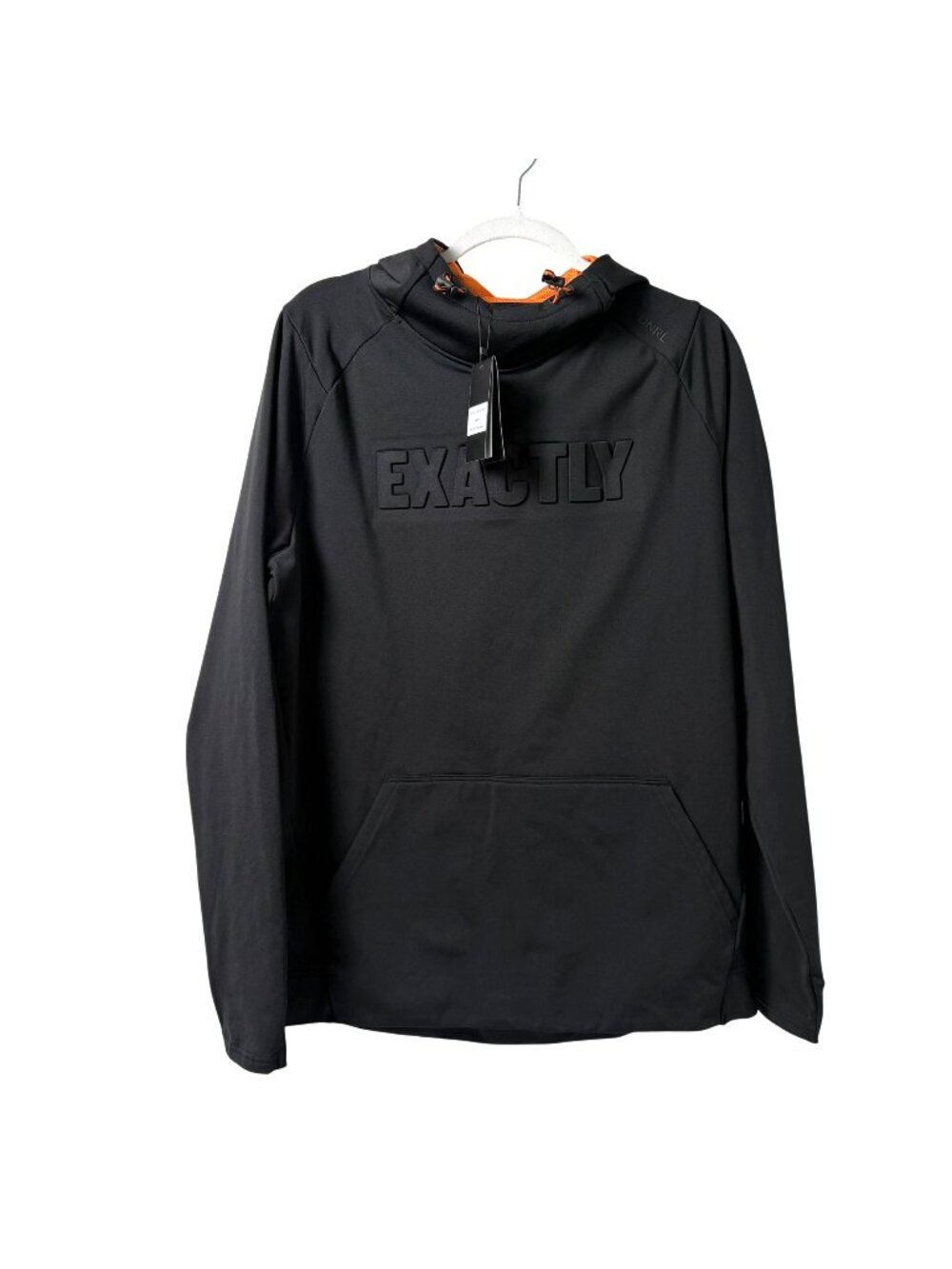 UNRL Crossover Hoodie II Size L Black Orange EXACTLY Spell Out Athletic Fit NWT